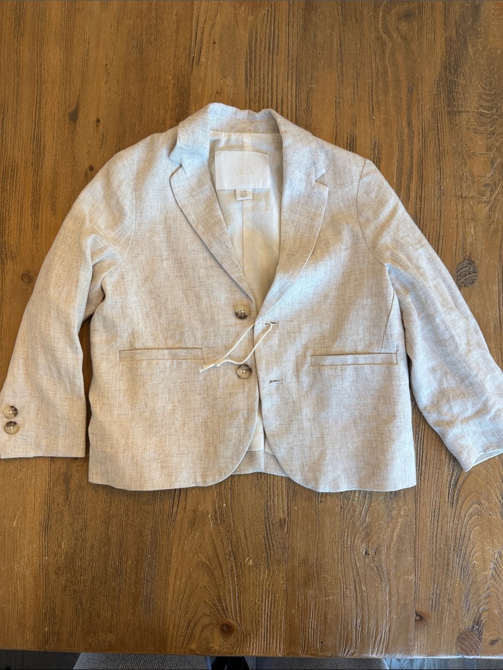 Light Beige Linen Blend kids Blazer
